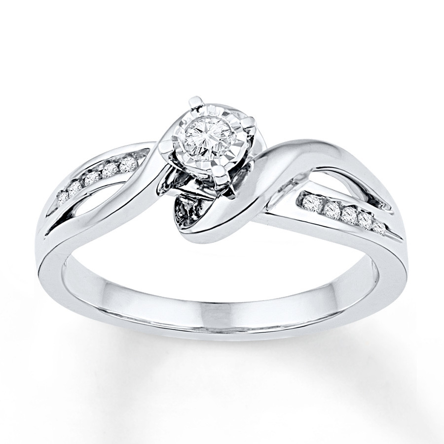 Promise Rings Real Diamond
 Diamond Promise Ring 1 8 ct tw Round cut Sterling Silver