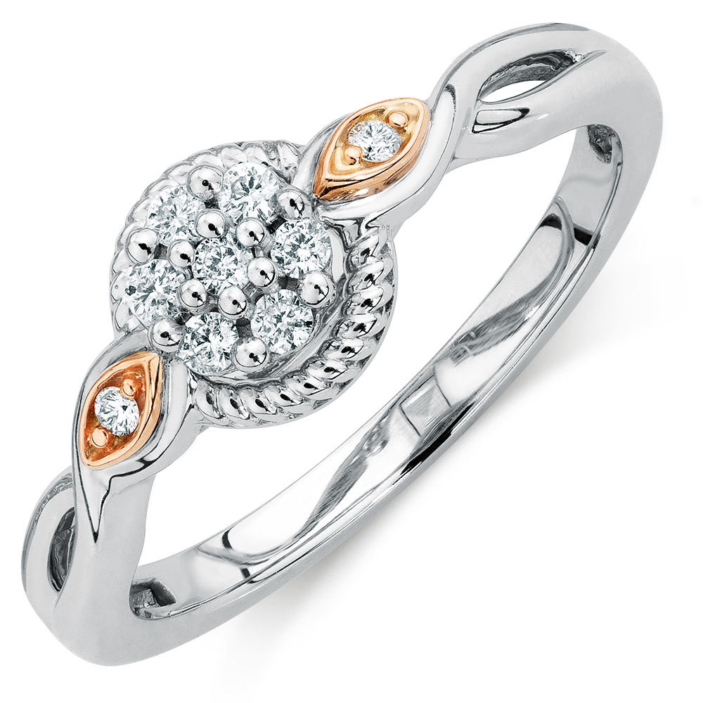 Promise Rings Real Diamond
 Promise Ring with Diamonds in 10kt White & Rose Gold