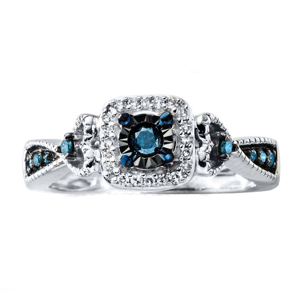 Promise Rings Real Diamond
 Real Blue Diamond Promise Ring 1 4 Ct Round Cut