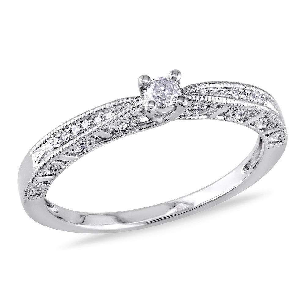 Promise Rings Real Diamond
 Miadora Sterling Silver Diamond Promise Ring