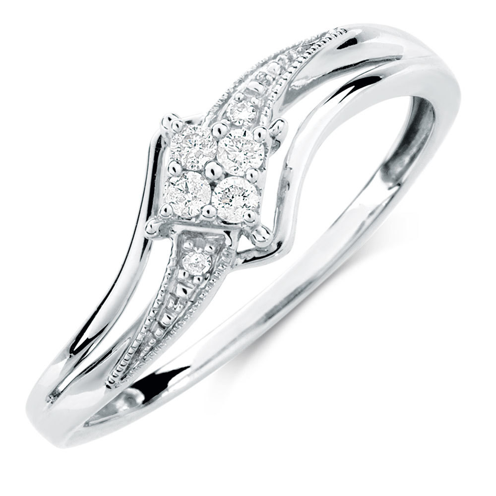 Promise Rings Real Diamond
 Promise Ring with Diamonds in 10kt White Gold