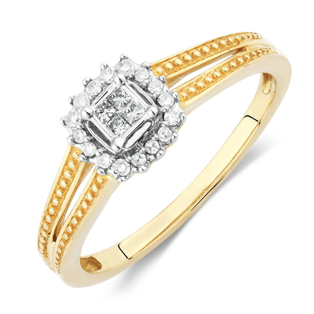 Promise Rings Real Diamond
 Promise Ring with Diamonds in 10ct Yellow Gold