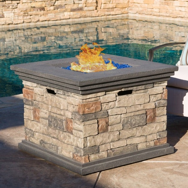 Propane Patio Fire Pit
 Chesney 32 inch Outdoor Square Propane Fire Pit with Lava