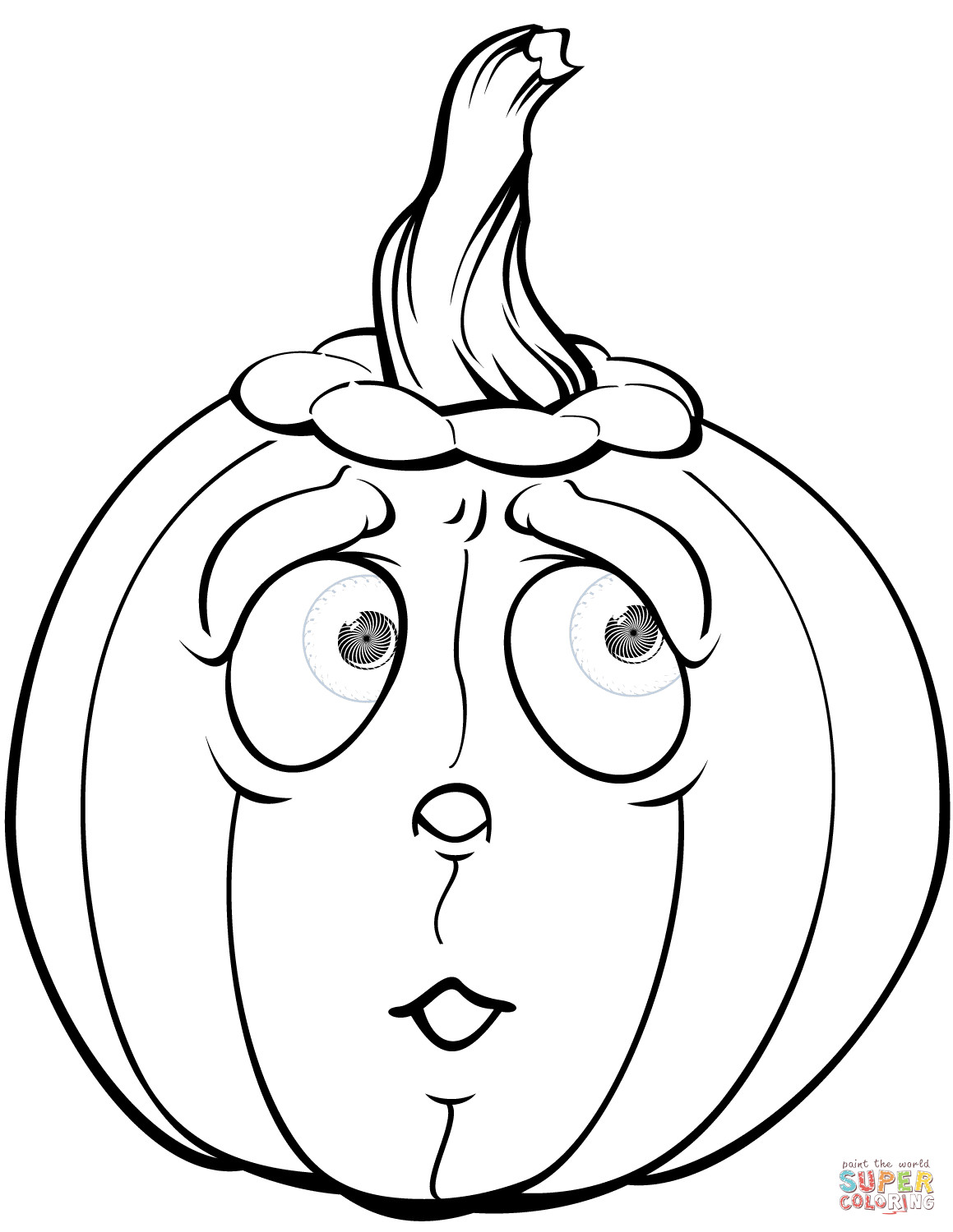 Pumpkin Printable Coloring Pages
 Scared Pumpkin coloring page
