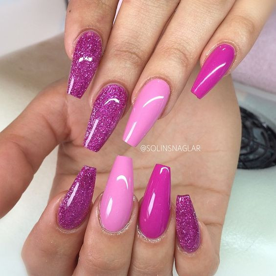 Purple Glitter Acrylic Nails
 Top 45 Pretty Acrylic Nails