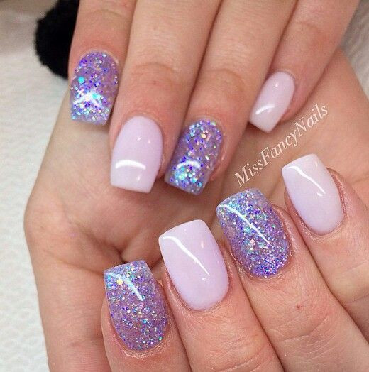 Purple Glitter Acrylic Nails
 Instagram photo by MissFancyNails in 2019