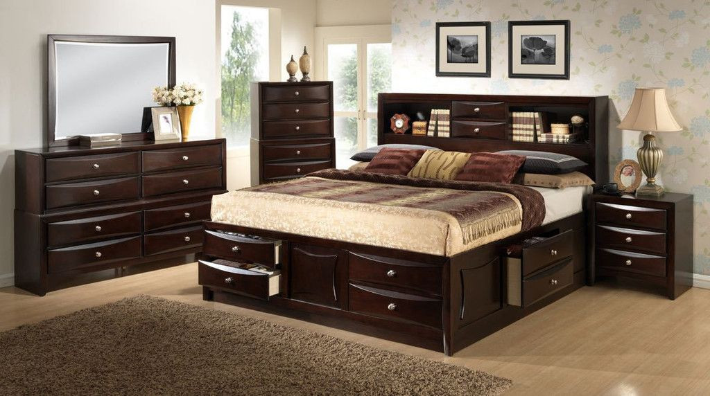 Queen Size Storage Bedroom Sets
 Lifestyle Furniture B0172 Queen Espresso Storage Bedroom