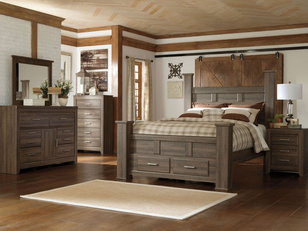 Queen Size Storage Bedroom Sets
 Ashley Furniture B251 Juararo Modern Queen King Poster