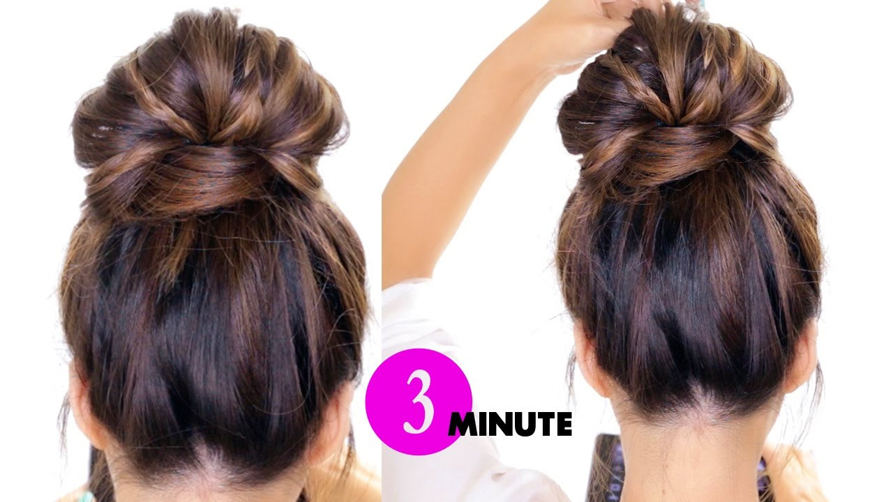 Quick And Easy Up Do Hairstyles
 3 Minute BUBBLE BUN with Braids HairStyle ★ Easy