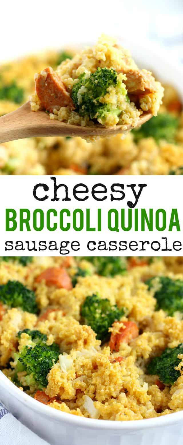 Quinoa Broccoli Casserole
 Cheesy Broccoli Quinoa Sausage Casserole The Pretty Bee