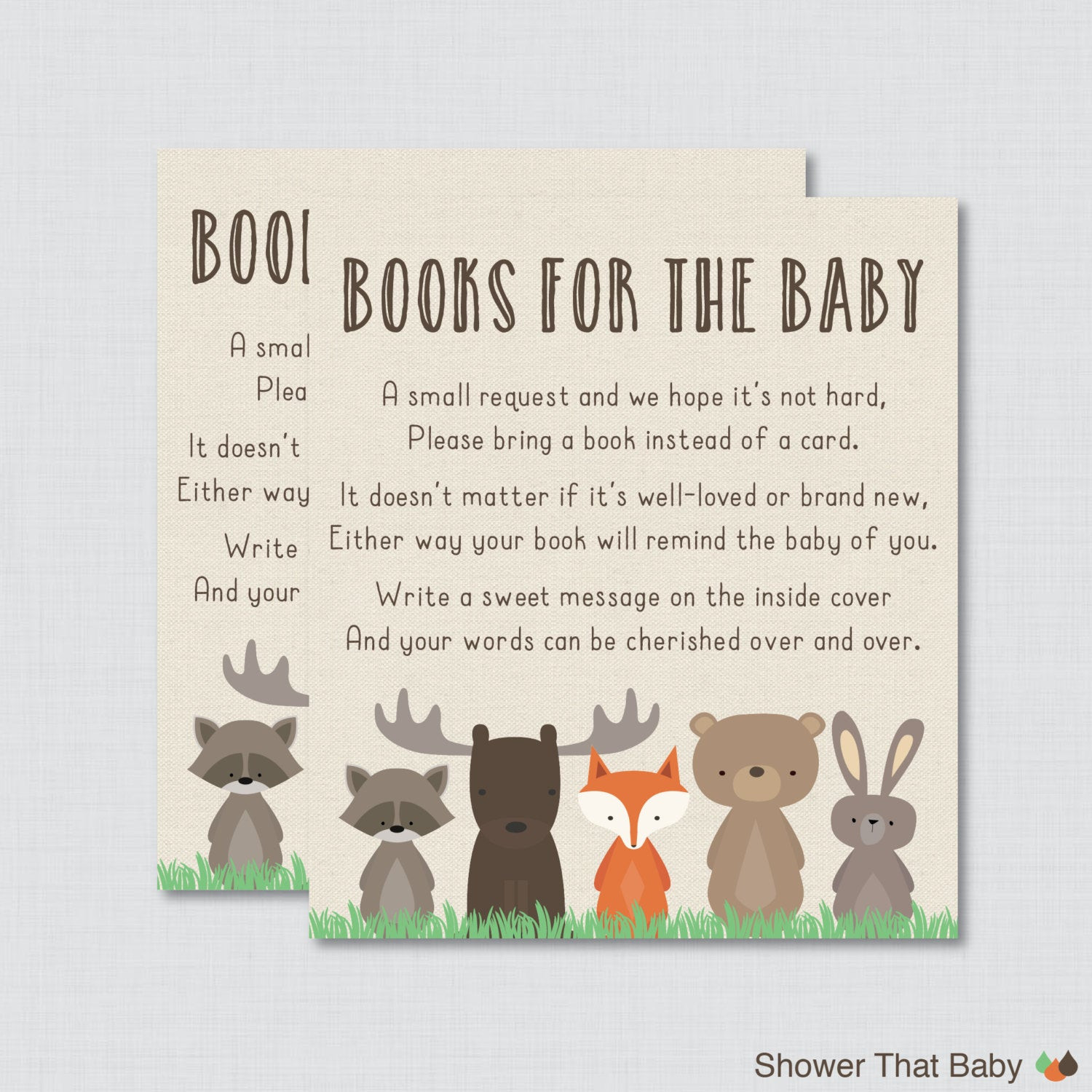Quote For Baby Shower Book
 Woodland Baby Shower Bring a Book Instead of a Card Invitation