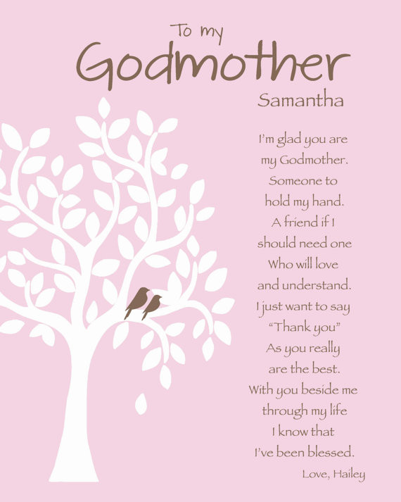 Quotes About Being A Godmother
 GODMOTHER Gift Personalized Godmother Print by