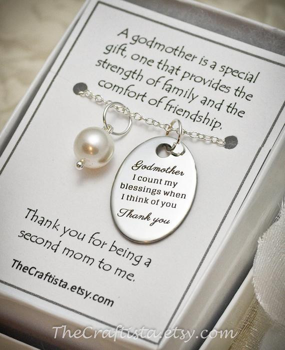 Quotes About Being A Godmother
 Godmother Necklace GM Baptism Pearl Necklace Godmother