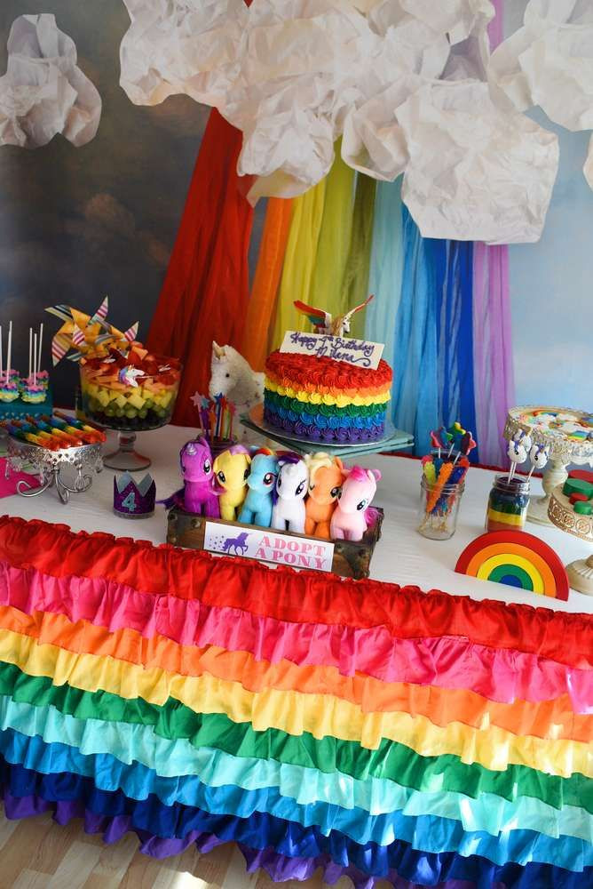 Rainbow And Unicorn Party Ideas
 Dessert table at a rainbows and unicorns birthday party