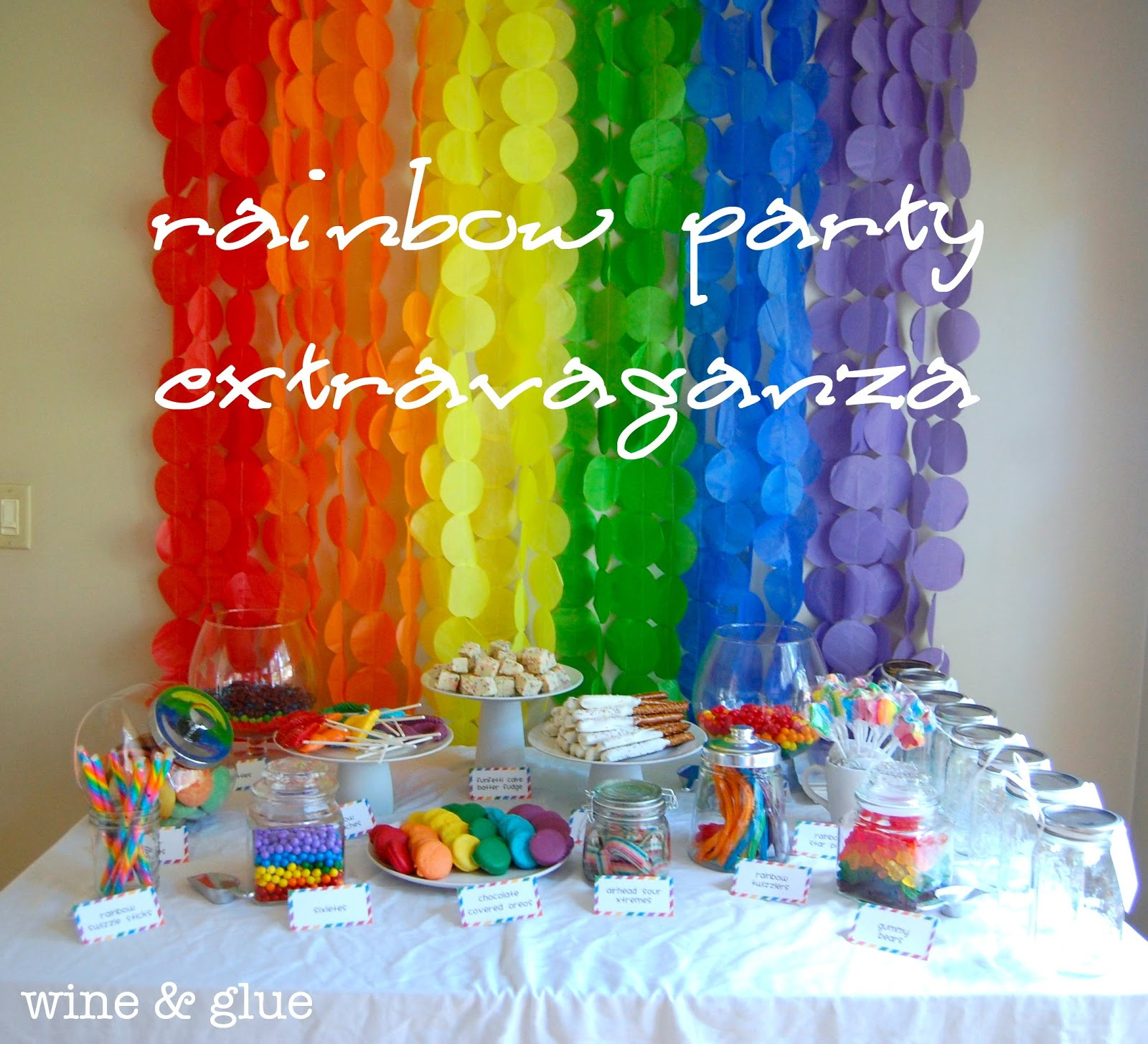 Rainbow Birthday Party Ideas
 Rainbow Party Extravaganza Wine & Glue