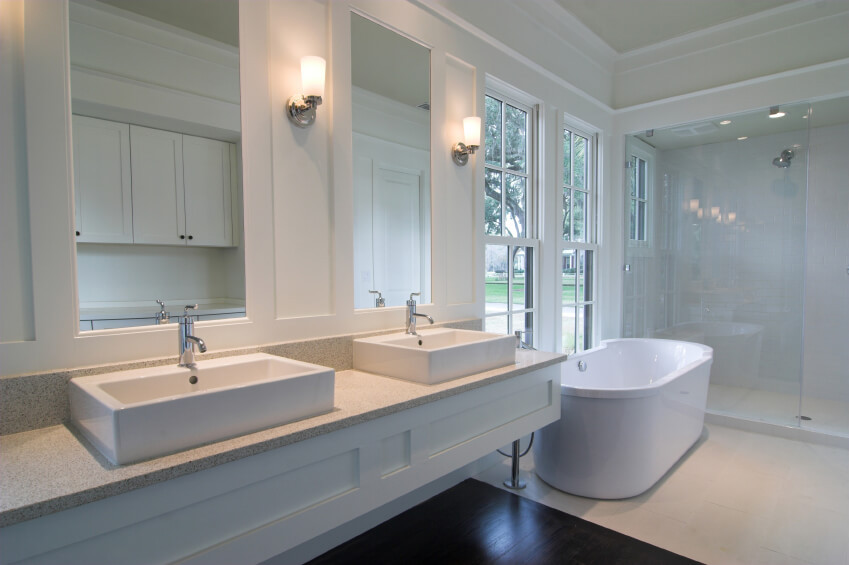 Raised Bathroom Sink
 36 Master Bathrooms with Double Sink Vanities PICTURES
