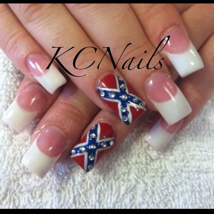 Rebel Nail Designs
 Confederate flag acrylic nails Nails