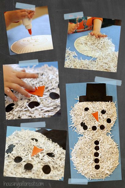 Recycling Craft For Preschoolers
 Shredded Paper snowman simple recycled craft for kids