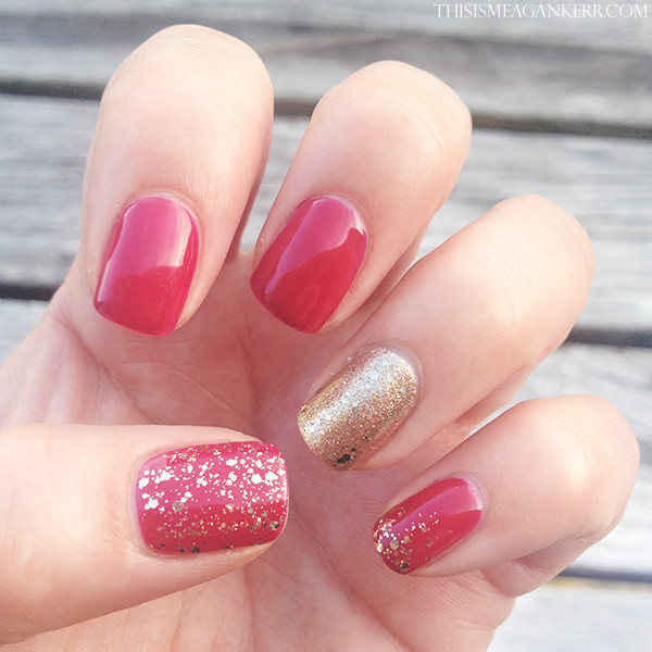 Red And Gold Glitter Nails
 Red and gold glitter nails This is Meagan Kerr