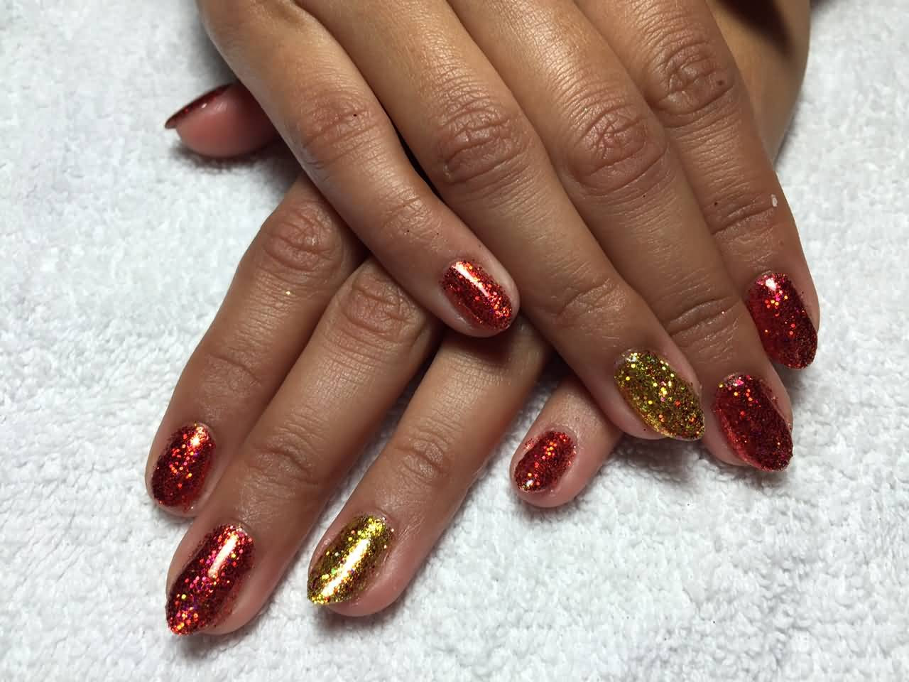Red And Gold Glitter Nails
 70 Most Beautiful Gel Nail Art Ideas