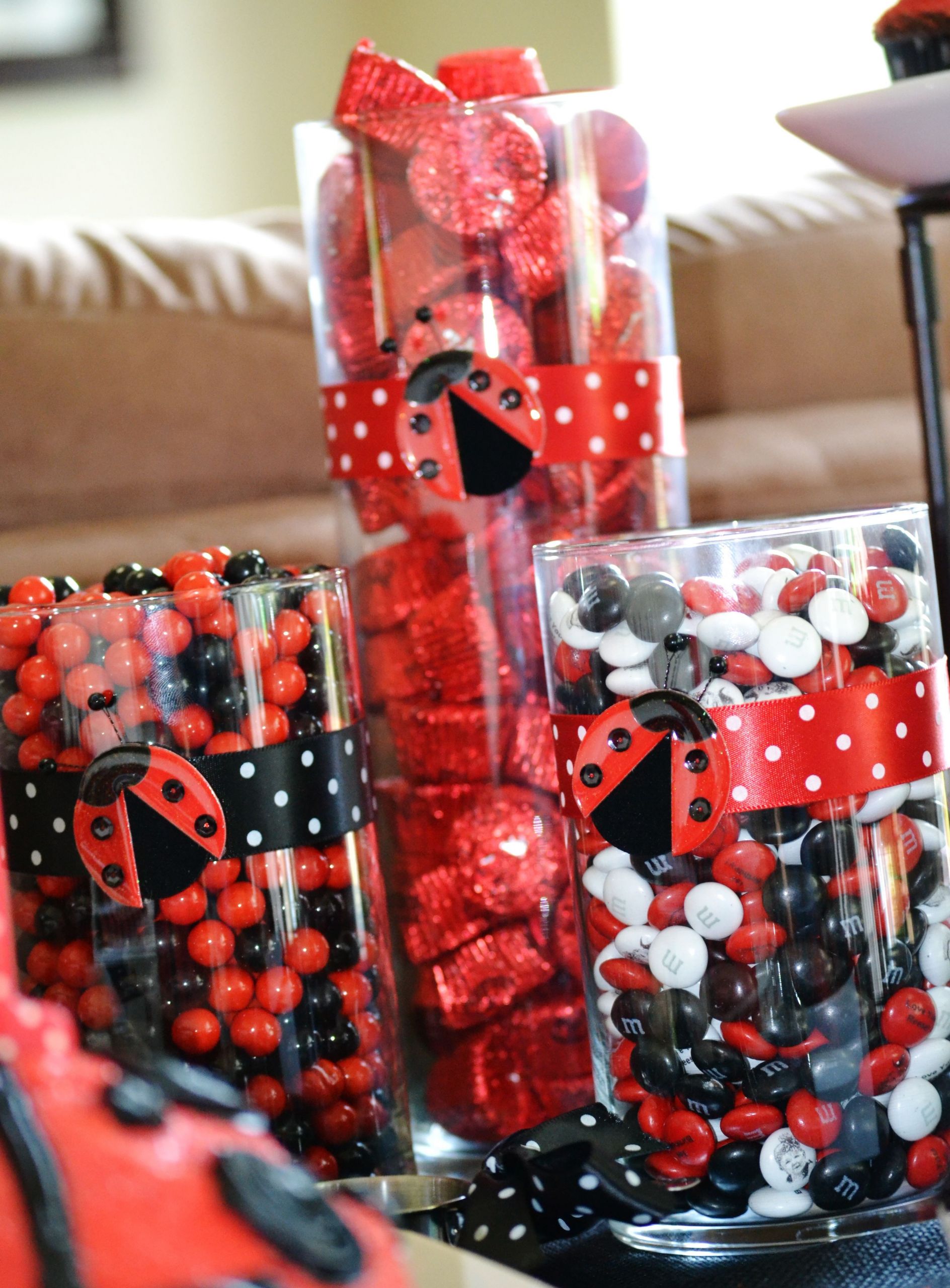 Red Black And White Graduation Party Ideas
 Black and red candy in jars