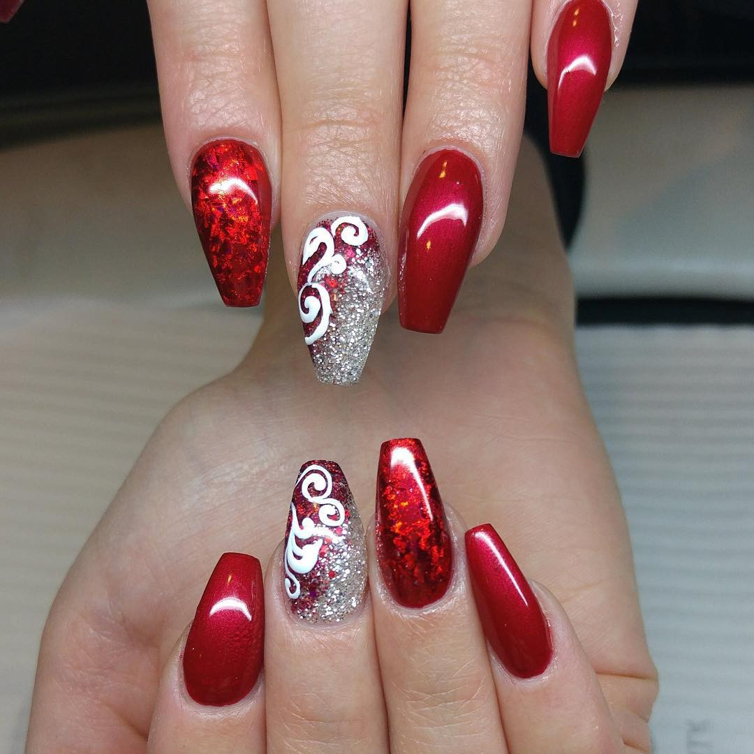 Red Nails Wedding
 26 Red and Silver Glitter Nail Art Designs Ideas