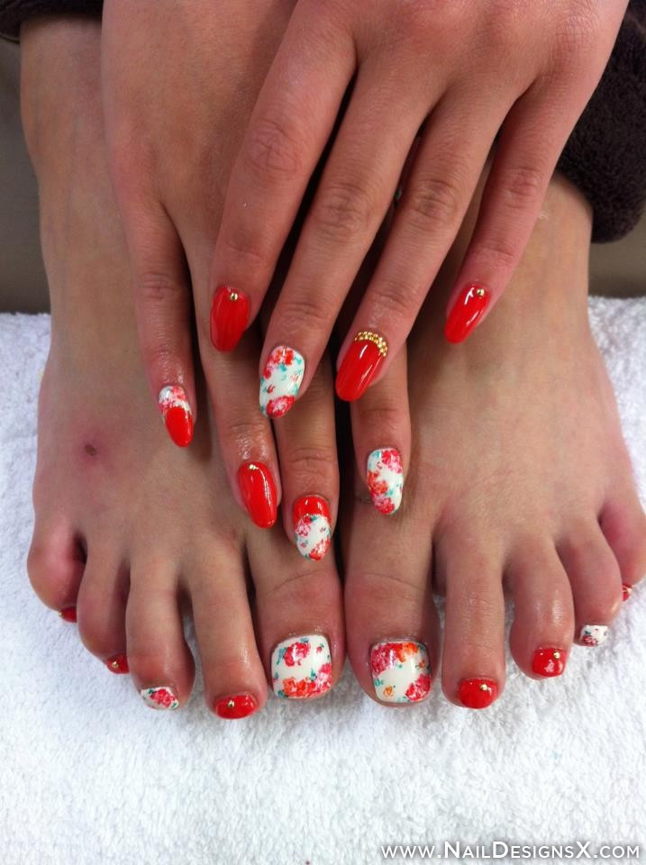Red Toe Nail Designs
 red & white toe nail art Nail Designs & Nail Art