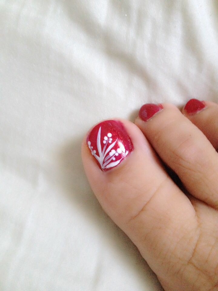 Red Toe Nail Designs
 Toe nail design art red freehand