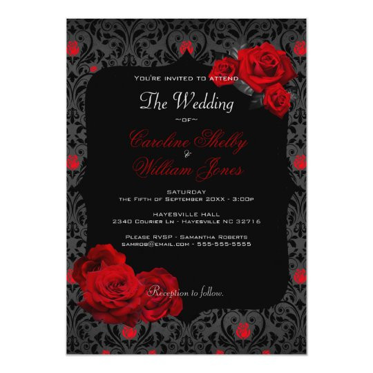 Red Wedding Invitations
 Gothic Rose Black and Red Wedding Invitation