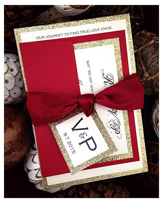 Red Wedding Invitations
 Red Wedding Invitations Red and Gold Glitter Wedding