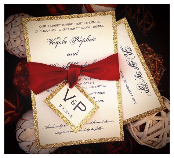 Red Wedding Invitations
 Red and Gold Glitter Wedding Invitations gold glitter