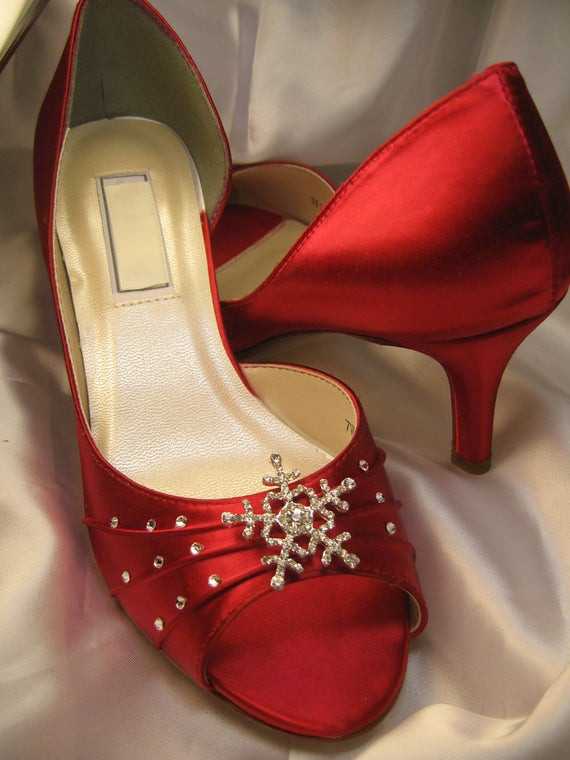 Red Wedding Shoes For Bride
 Items similar to Winter Wedding Red Bridal Shoes with