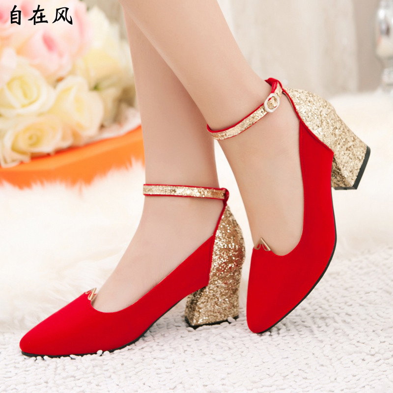 Red Wedding Shoes For Bride
 Summer Style 2015 Luxury Leather Wedding Shoes Gold Red