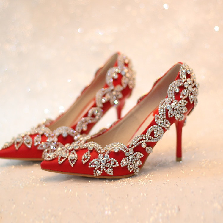 Red Wedding Shoes For Bride
 women pumps 2016 red bridal shoes high heels wedding shoes