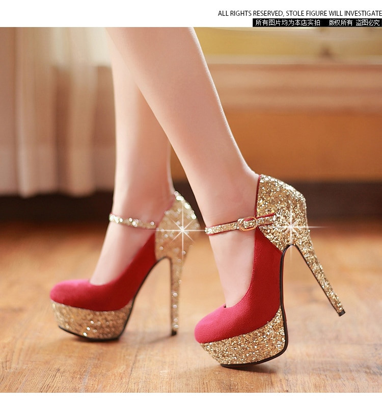 Red Wedding Shoes For Bride
 Women s wedding shoes red bottom high heels platform gold