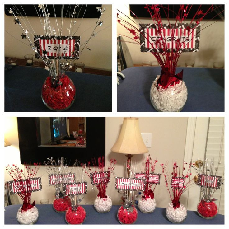 Red White And Black Graduation Party Ideas
 Graduation centerpieces in black red and white My own