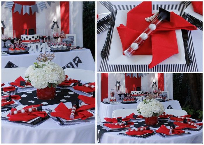 Red White And Black Graduation Party Ideas
 Real Parties Red & White Graduation Party Florals