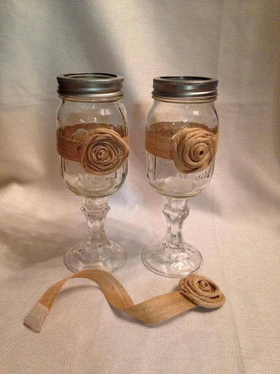 Redneck Wedding Gifts
 Items similar to Redneck Wine Glass with Burlap Rosette