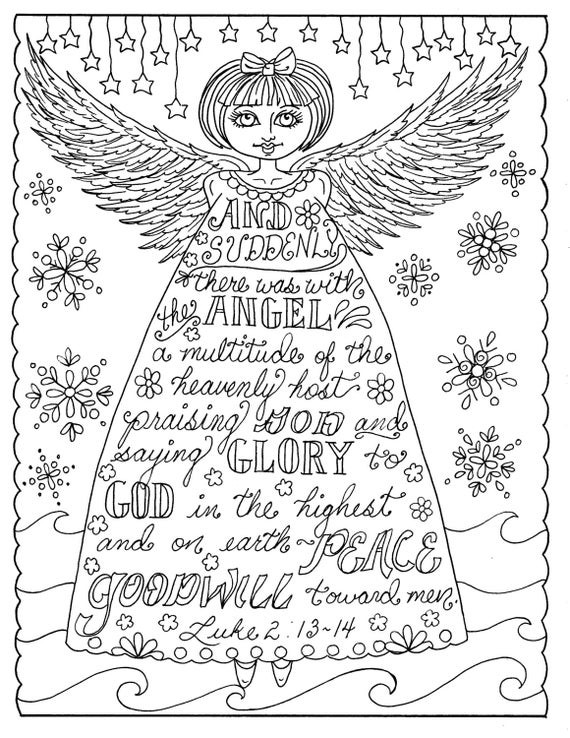 Religious Coloring Pages For Adults
 Christmas Angel Christian Coloring page Adult coloring