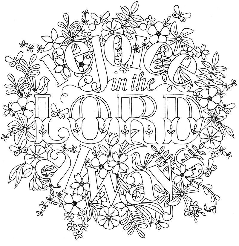 Religious Coloring Pages For Adults
 Adult Colouring Page Bible Verse Philippians 4 Instant