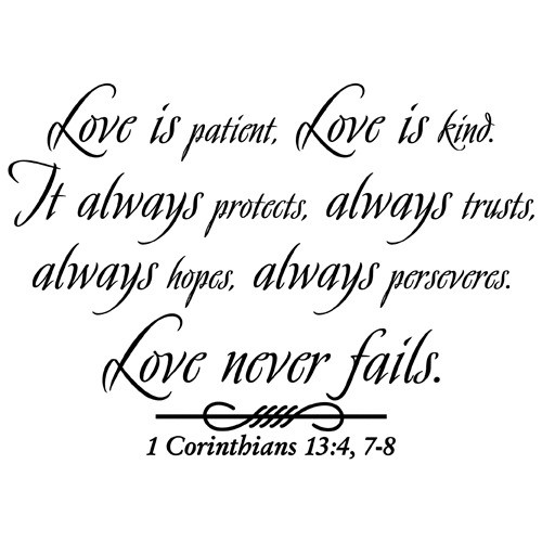 Religious Marriage Quote
 LOVE IS PATIENT GOD QUOTE VINYL WALL ART DECAL STICKER