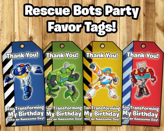 Rescue Bots Birthday Party
 Rescue Bots Favor Tags Rescue Bots Birthday by InstaBirthday