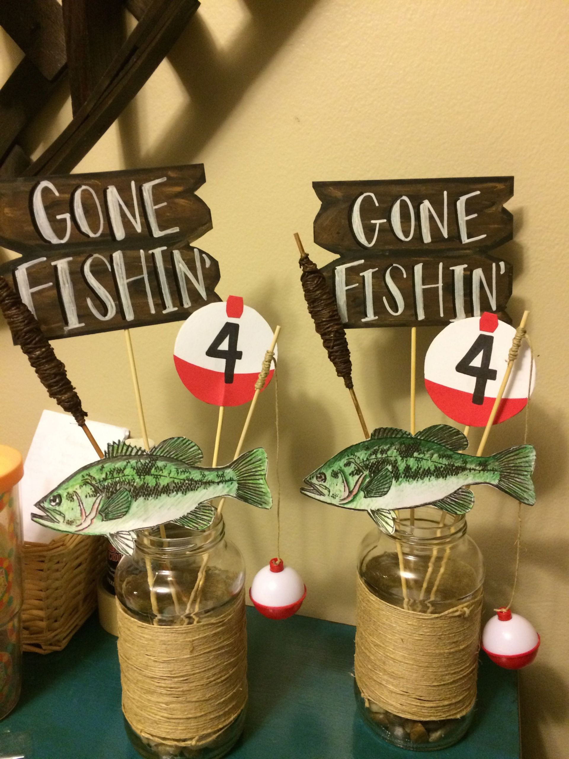 Retirement Party Decoration Ideas
 Little boy Fishing party table centerpieces in 2019