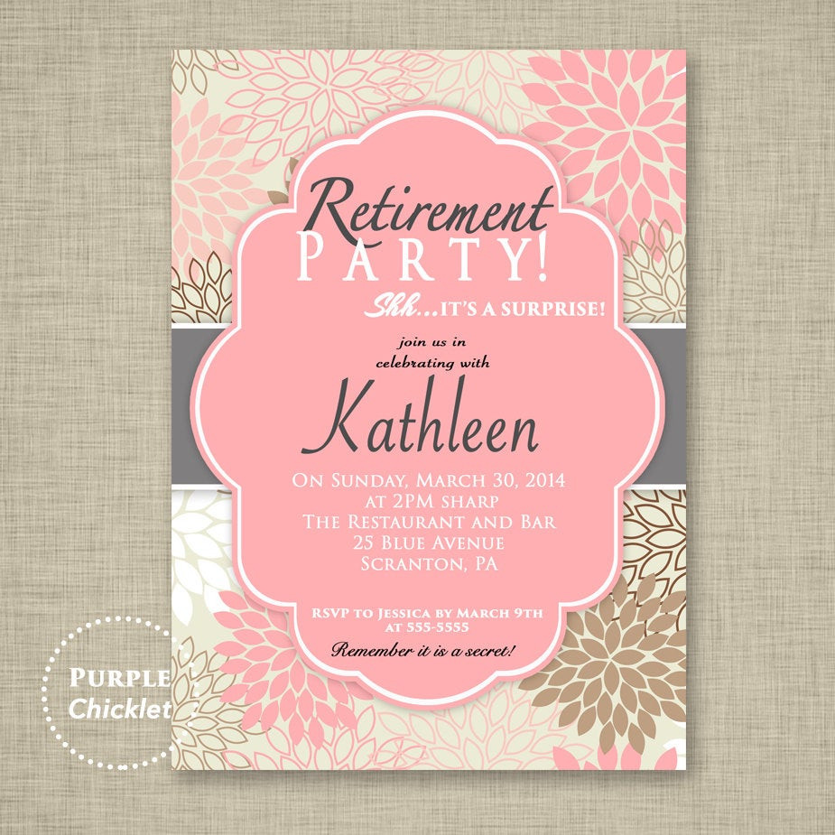 Retirement Party Invitation Wording Ideas
 Surprise Retirement Party Invitation Pink Adult Surprise Party