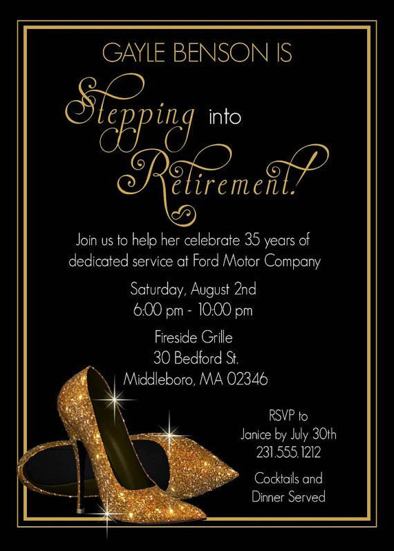Retirement Party Invitations Ideas
 Gold Shoes Retirement Invitation Printable Invitesby
