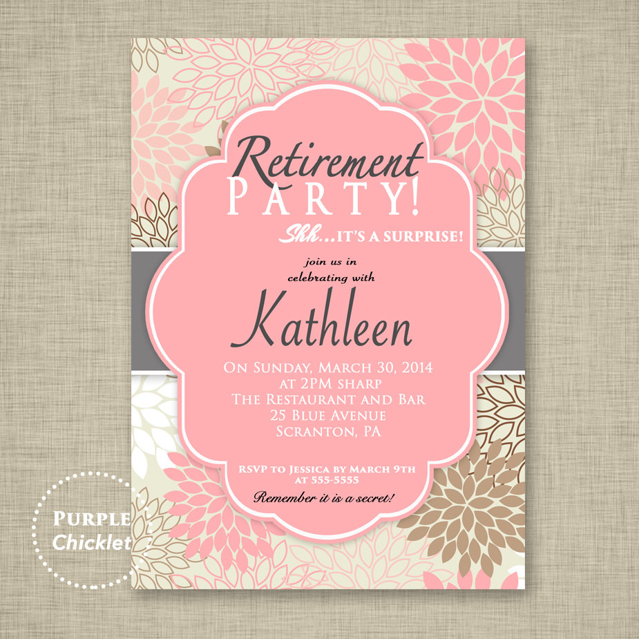 Retirement Party Invitations Ideas
 Surprise Retirement Party Invitation Pink Adult Surprise Party