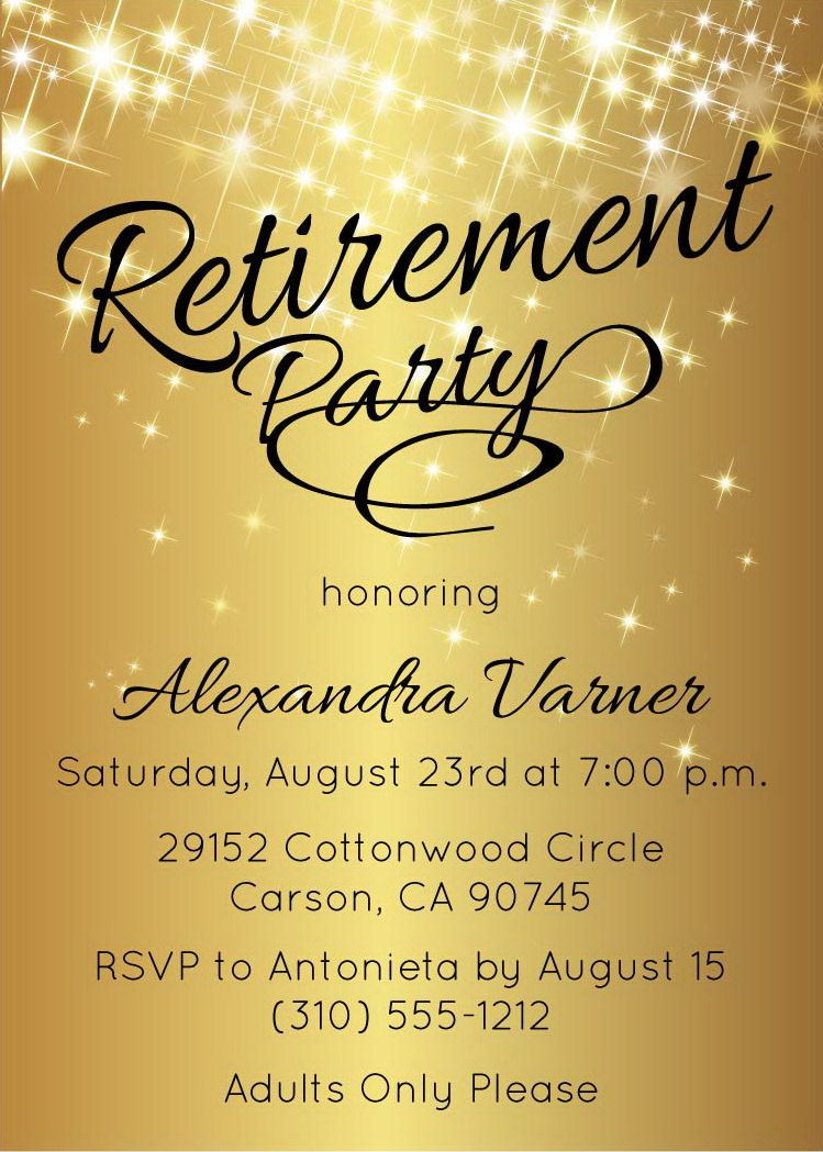 Retirement Party Invitations Ideas
 Gold Retirement Invitation Gold Retirement Party