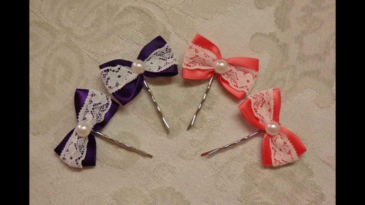 Ribbon Hair Bows DIY
 DIY bow hairpins with lace easy ribbon hairbows tutorial