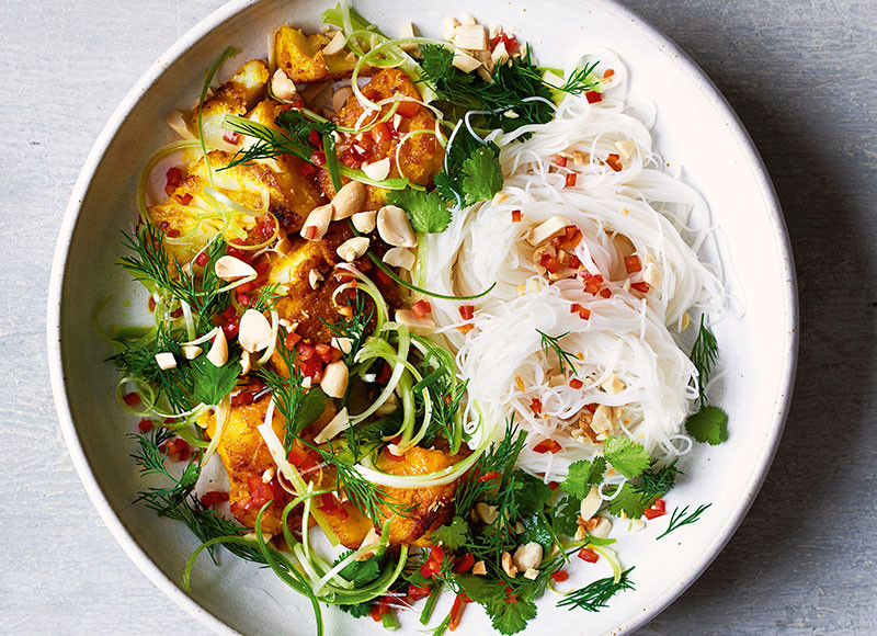 Rice Noodles Fish
 Donal Skehan s Vietnamese turmeric and dill fish with rice