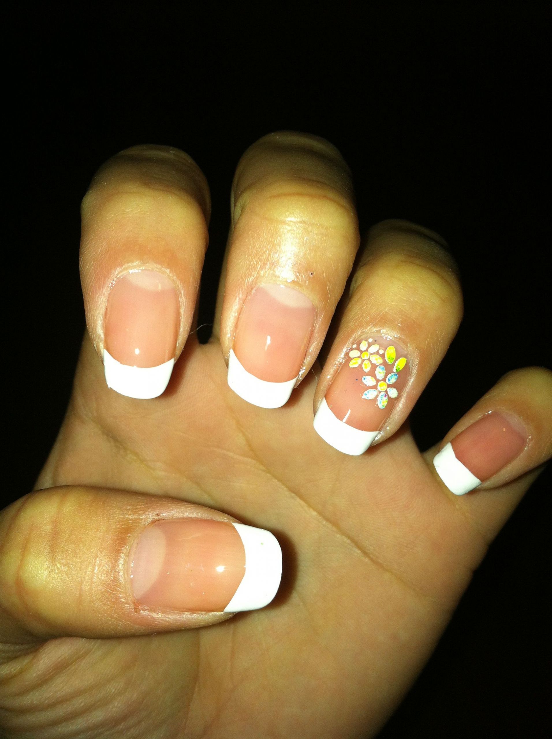 Ring Finger Nail Art
 French Tip With Flowers The Ring Finger